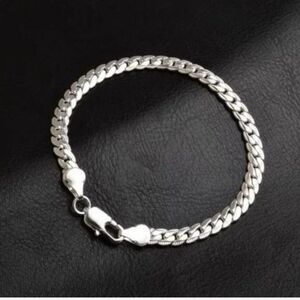 SILVER PLATED FLAT SNAKE CHAIN - 8" BRACELET